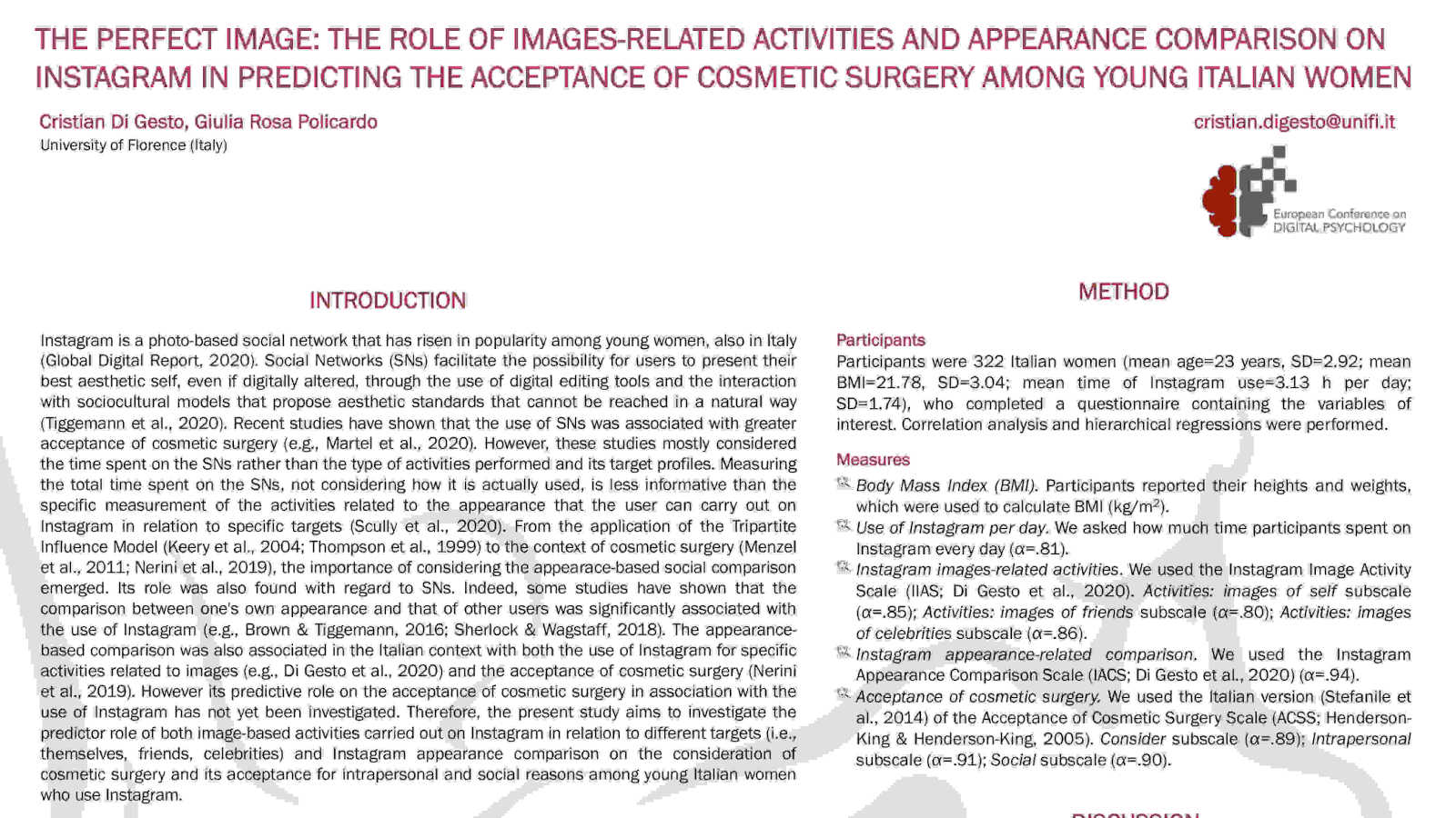 Perfect image: role of social media image in cosmetic surgery acceptance